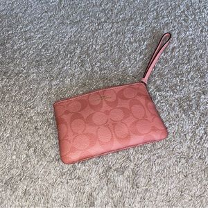 Coral Coach wallet gold details